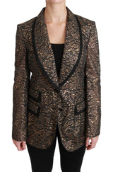 Veste blazer Dolce &amp; Gabbana en dentelle noire et or à fleurs