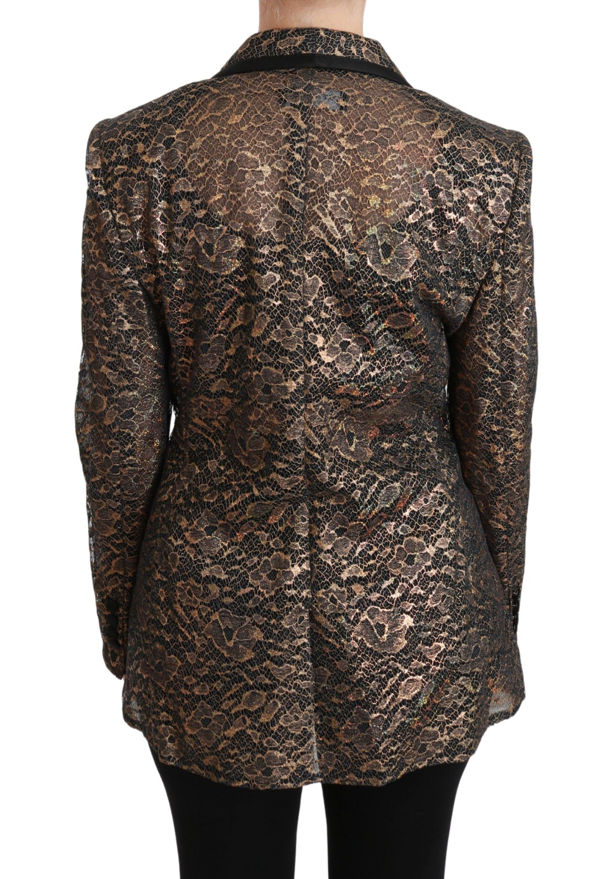 Veste blazer Dolce &amp; Gabbana en dentelle noire et or à fleurs