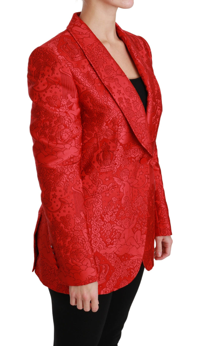 Veste blazer Dolce &amp; Gabbana rouge à fleurs Angel