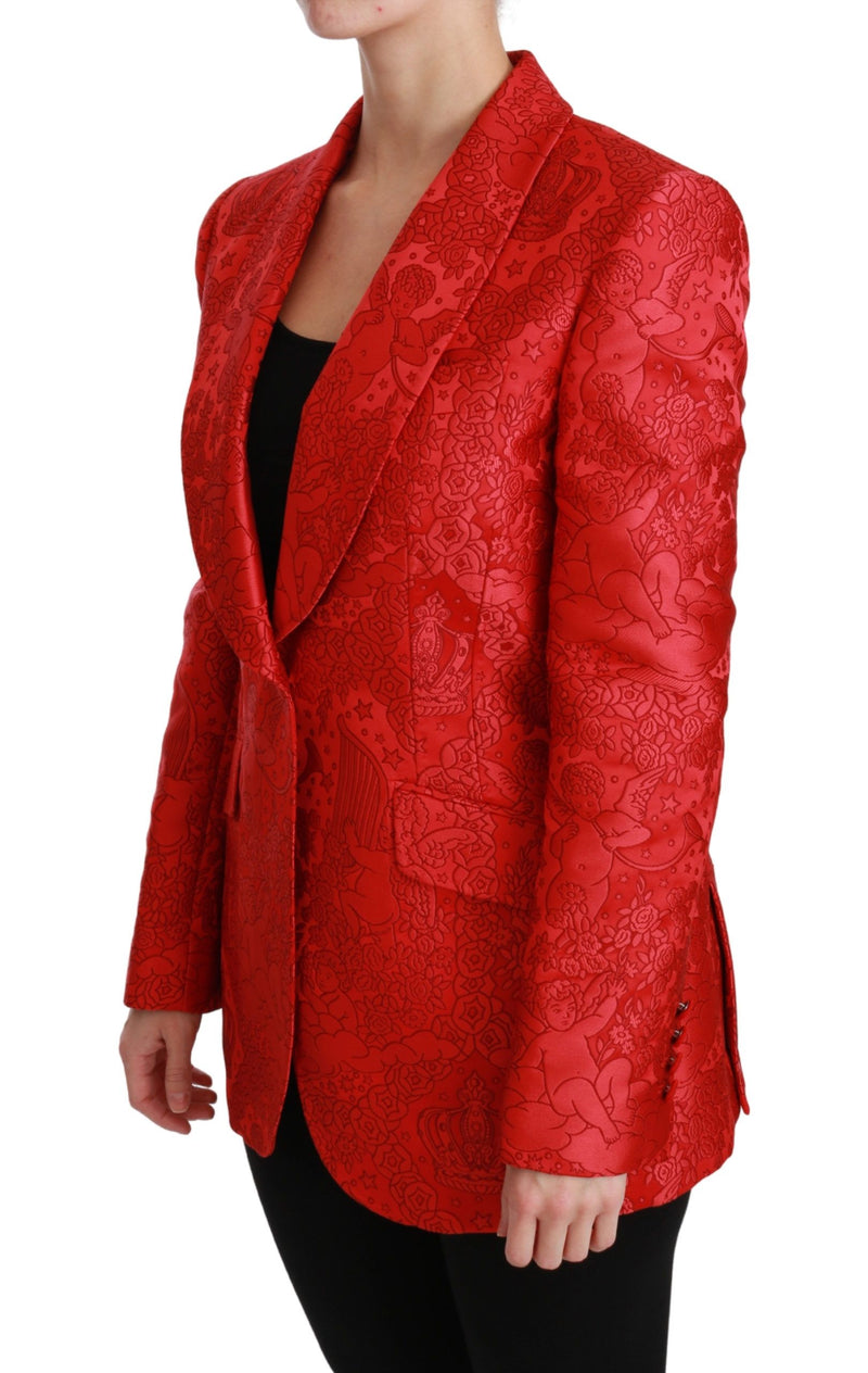 Veste blazer Dolce &amp; Gabbana rouge à fleurs Angel
