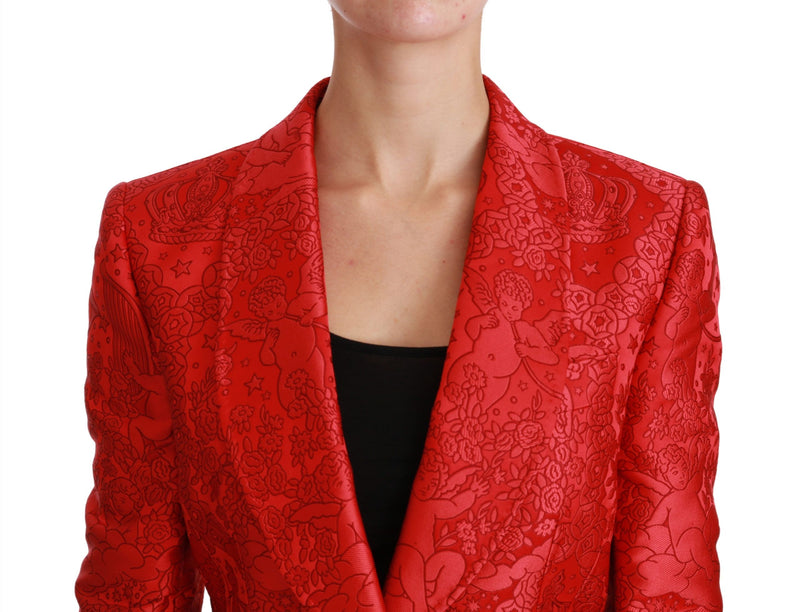 Veste blazer Dolce &amp; Gabbana rouge à fleurs Angel