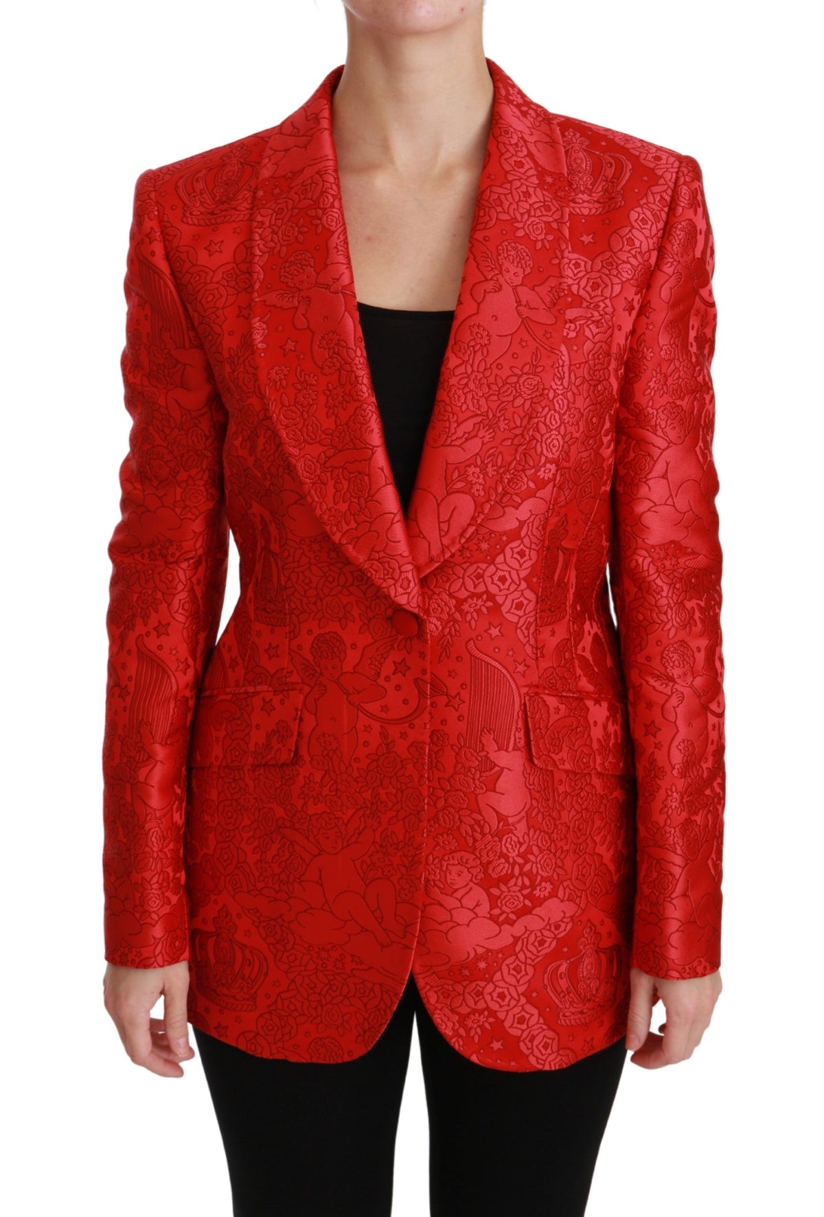 Veste blazer Dolce &amp; Gabbana rouge à fleurs Angel