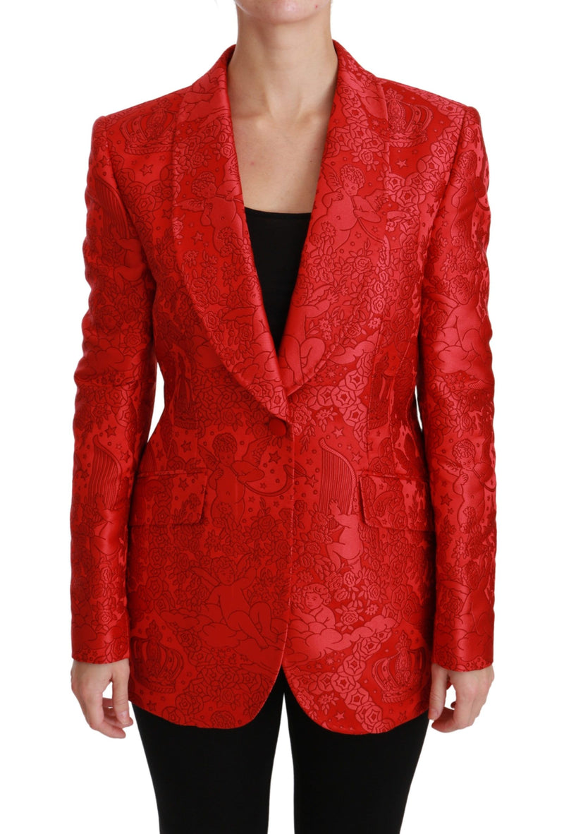 Veste blazer Dolce &amp; Gabbana rouge à fleurs Angel