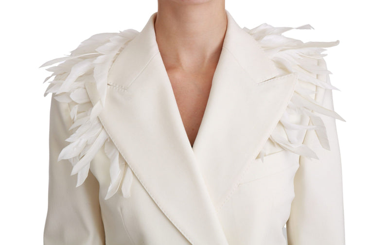 Manteau croisé blanc Dolce &amp; Gabbana en laine