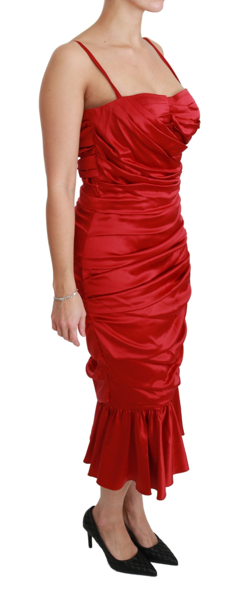 Robe sirène moulante en soie stretch rouge Dolce &amp; Gabbana