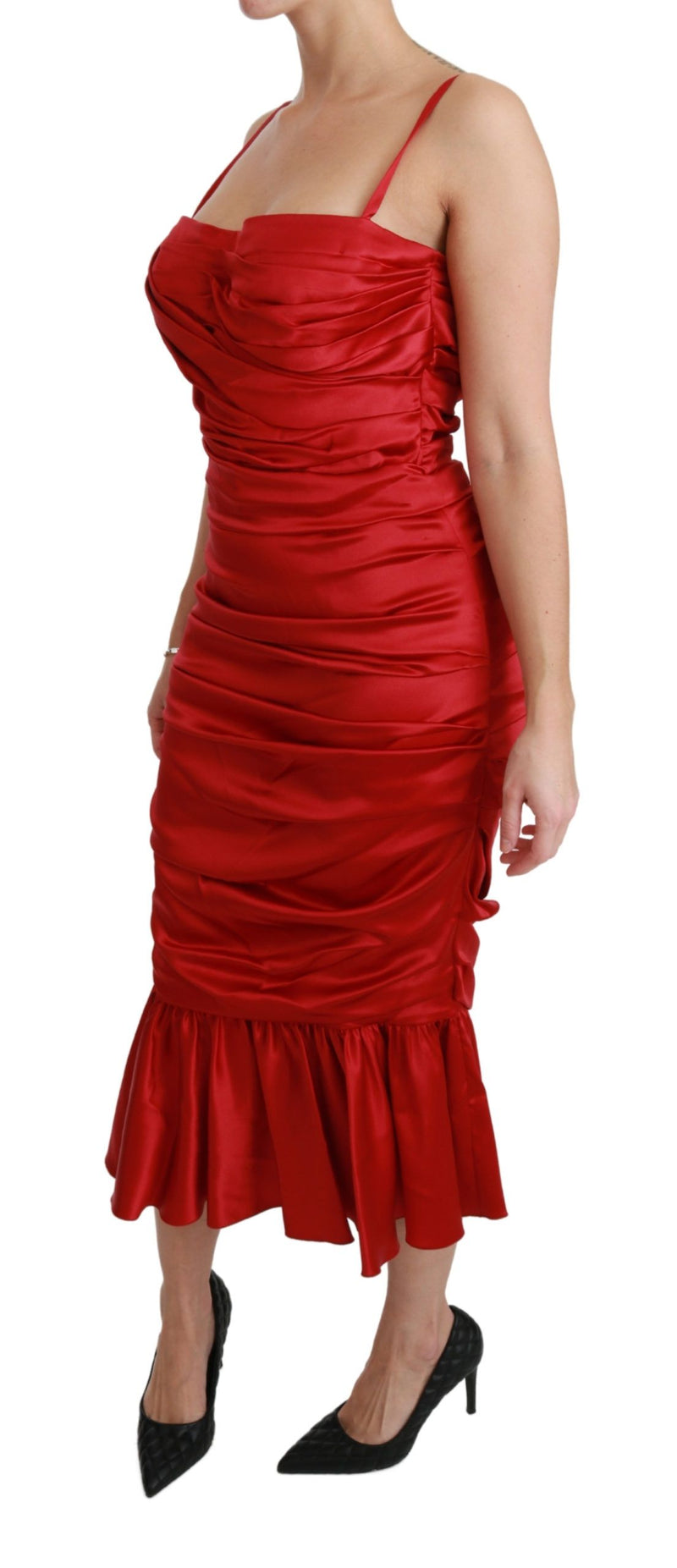 Robe sirène moulante en soie stretch rouge Dolce &amp; Gabbana