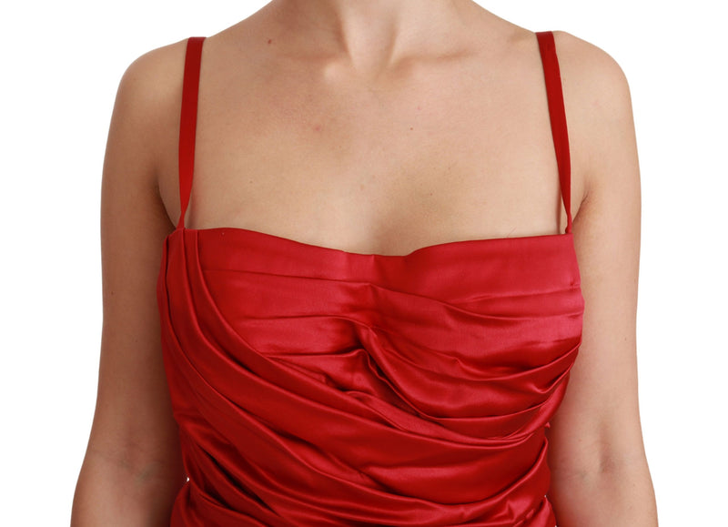 Robe sirène moulante en soie stretch rouge Dolce &amp; Gabbana