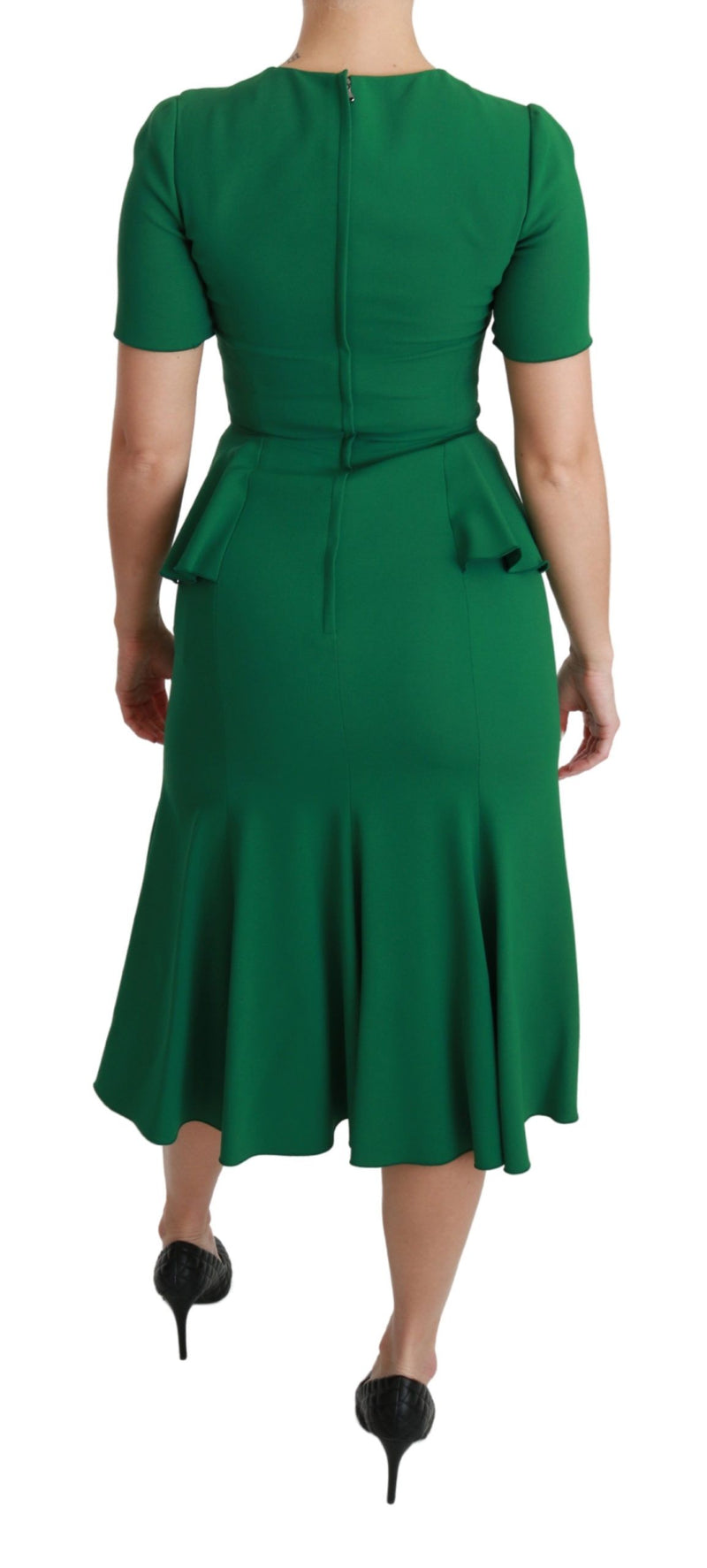 Robe sirène midi en viscose Dolce &amp; Gabbana à patchs cœurs verts