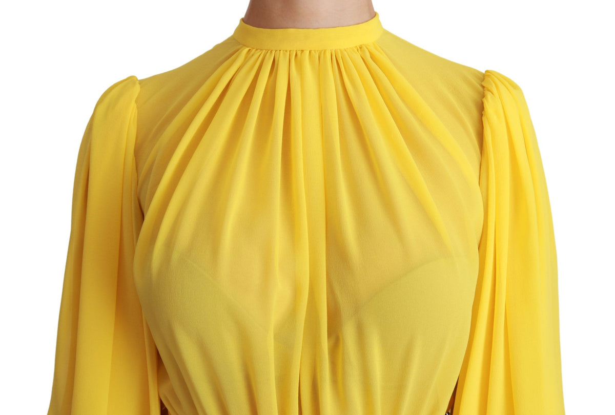 Robe Dolce &amp; Gabbana jaune plissée trapèze mini 100% soie