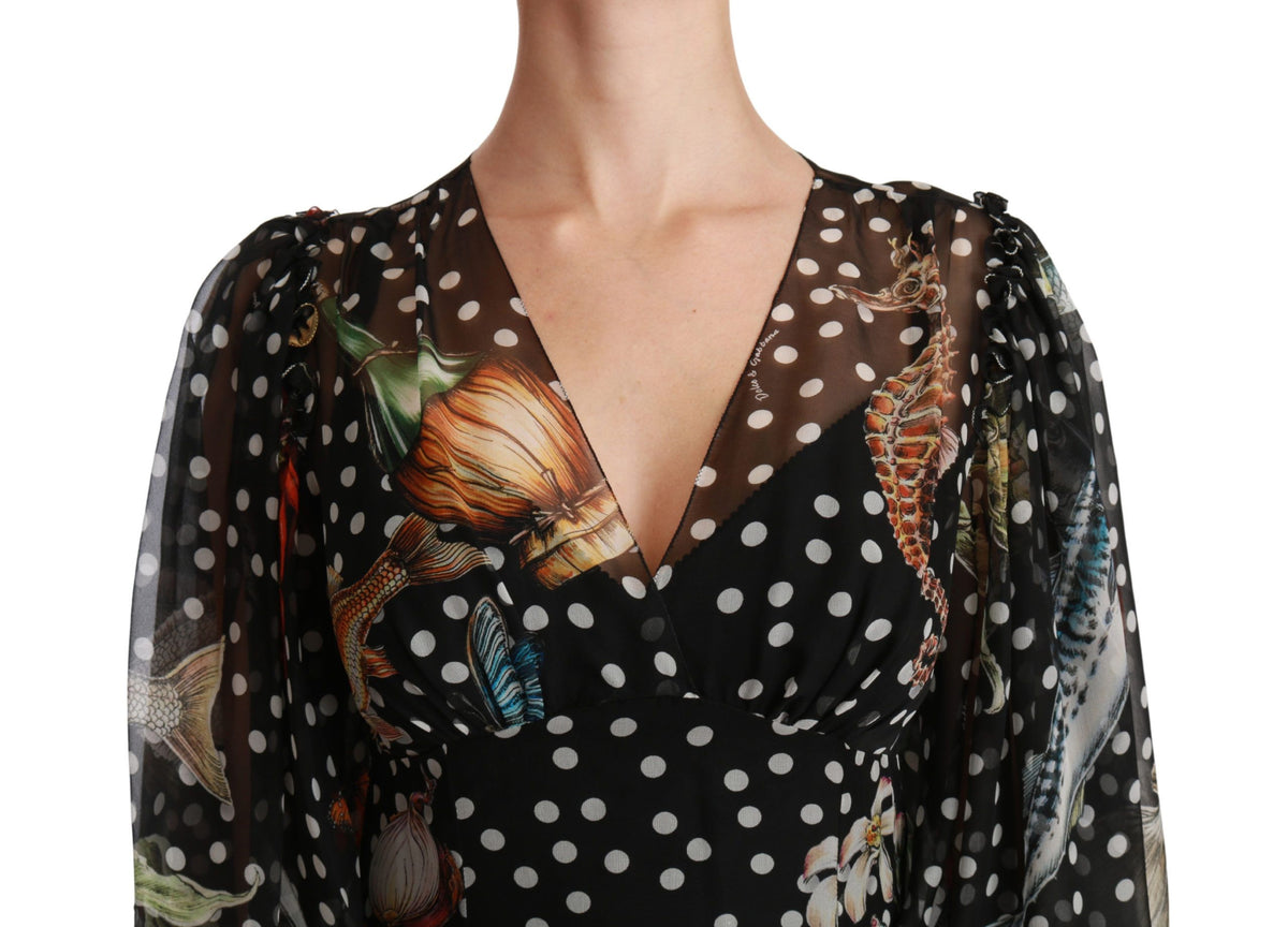 Robe trapèze Dolce &amp; Gabbana Black Sea Fish Sicily