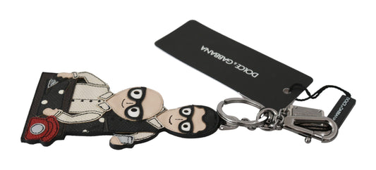 Dolce &amp; Gabbana leren Dominico Stefano #DGFAMILY logo badge sleutelhanger