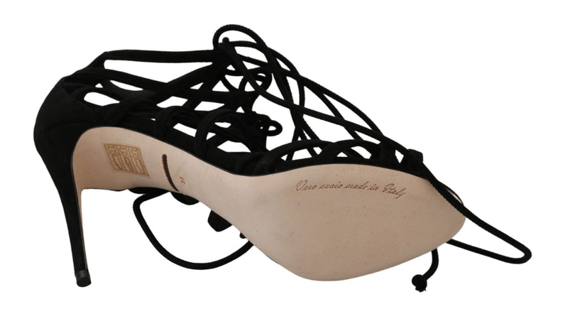 Sandales à talons aiguilles Dolce &amp; Gabbana en daim noir avec bride