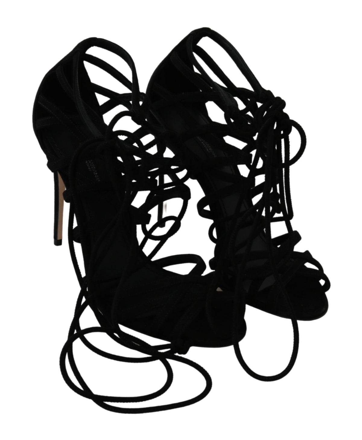Sandales à talons aiguilles Dolce &amp; Gabbana en daim noir avec bride