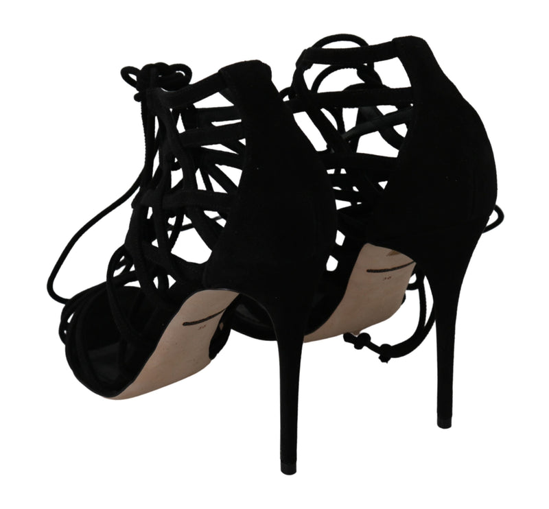 Sandales à talons aiguilles Dolce &amp; Gabbana en daim noir avec bride