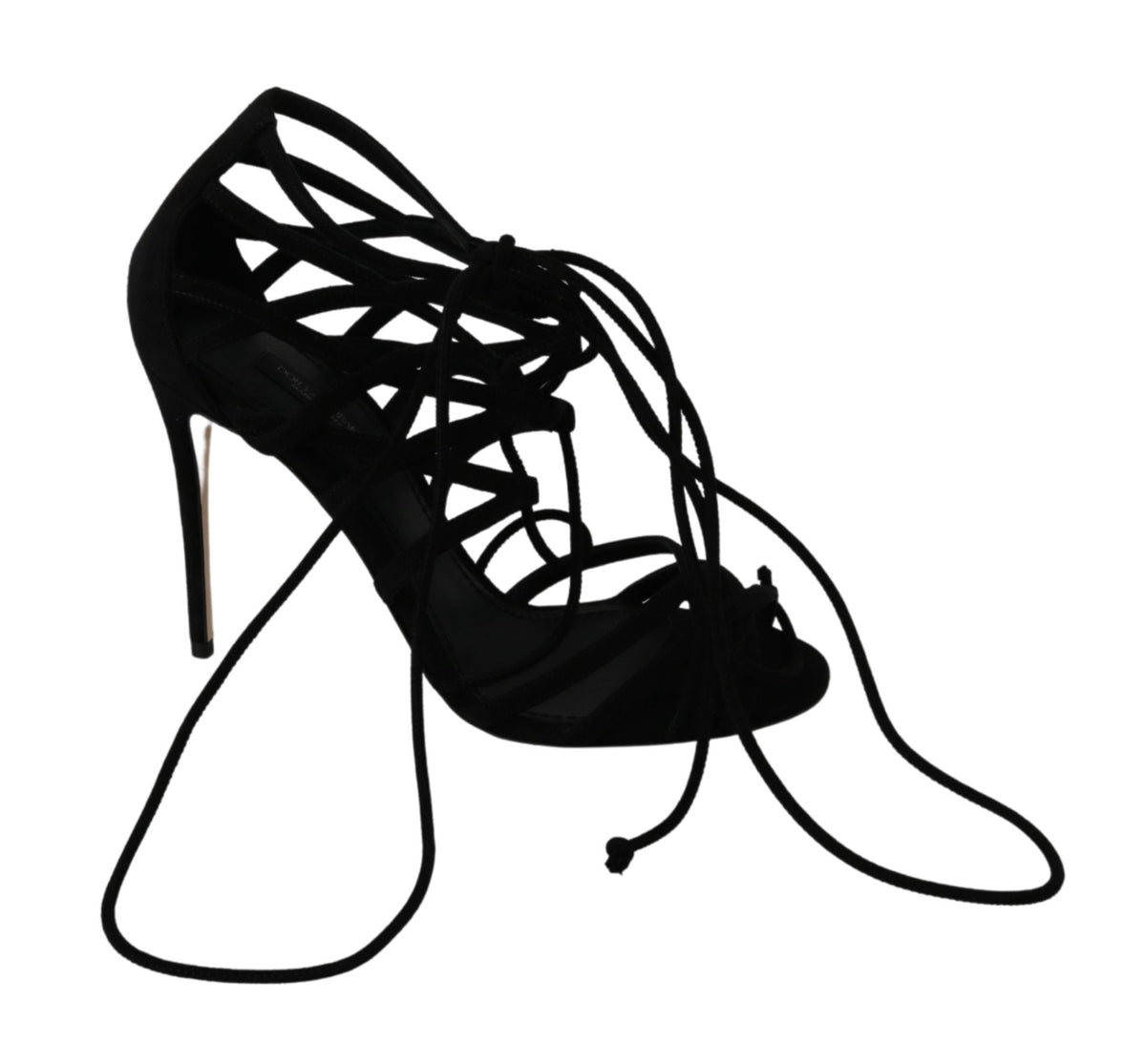 Sandales à talons aiguilles Dolce &amp; Gabbana en daim noir avec bride