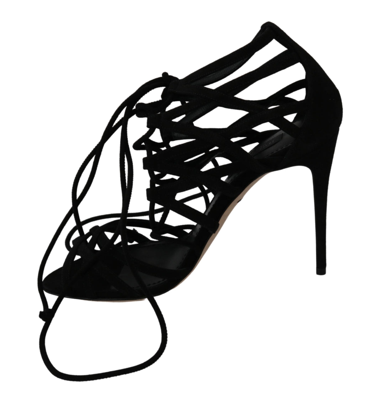 Sandales à talons aiguilles Dolce &amp; Gabbana en daim noir avec bride