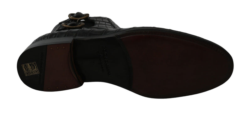 Bottes Derby Dolce &amp; Gabbana en cuir de crocodile noir