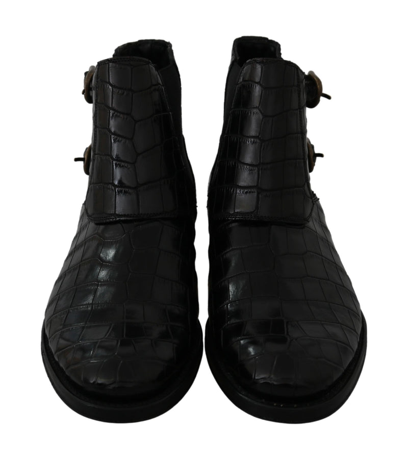 Bottes Derby Dolce &amp; Gabbana en cuir de crocodile noir