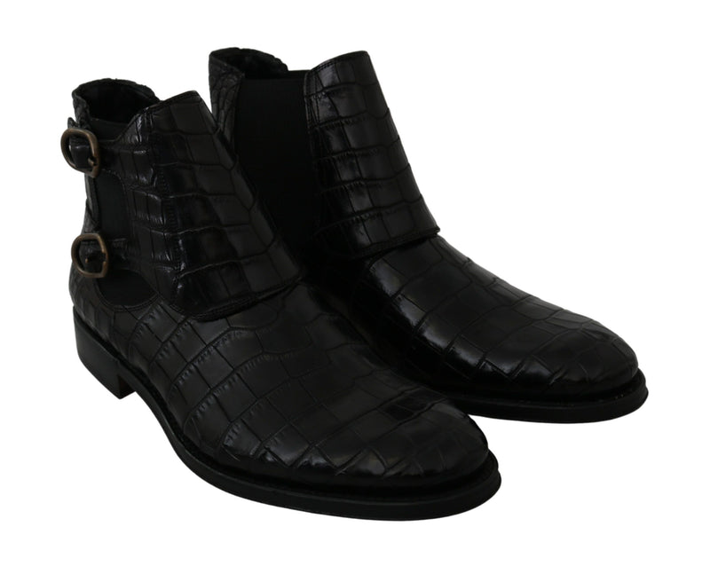 Bottes Derby Dolce &amp; Gabbana en cuir de crocodile noir