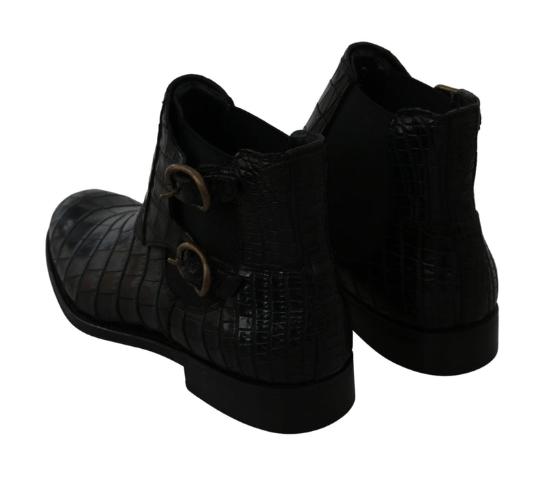 Bottes Derby Dolce &amp; Gabbana en cuir de crocodile noir