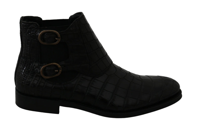 Bottes Derby Dolce &amp; Gabbana en cuir de crocodile noir
