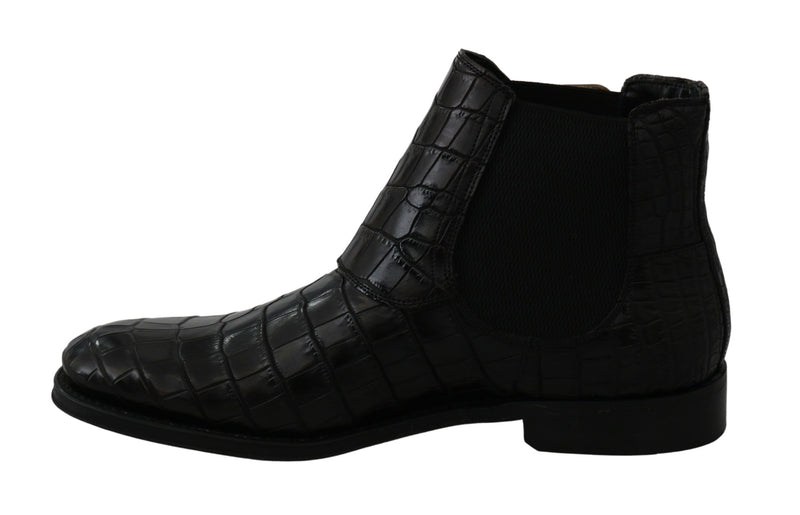 Bottes Derby Dolce &amp; Gabbana en cuir de crocodile noir
