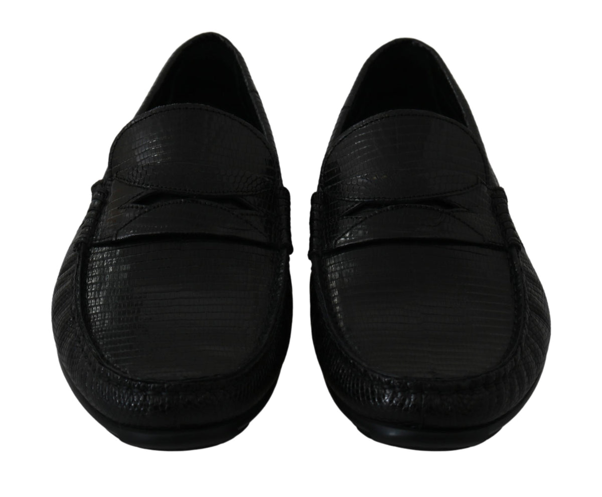 Mocassins plats Dolce &amp; Gabbana en cuir de lézard noir