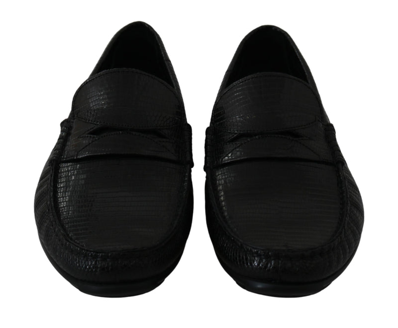 Mocassins plats Dolce &amp; Gabbana en cuir de lézard noir