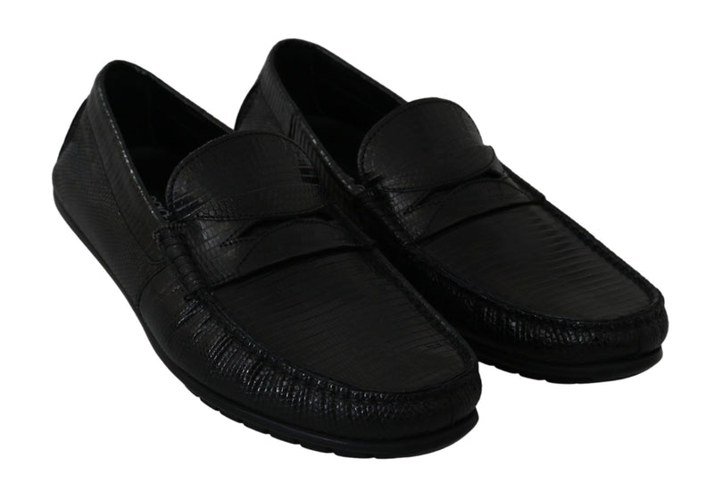 Mocassins plats Dolce &amp; Gabbana en cuir de lézard noir