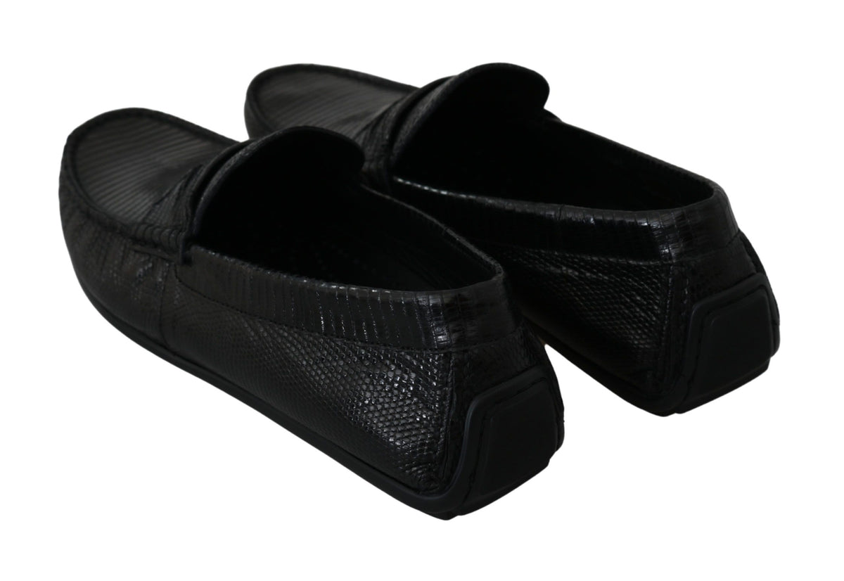 Mocassins plats Dolce &amp; Gabbana en cuir de lézard noir