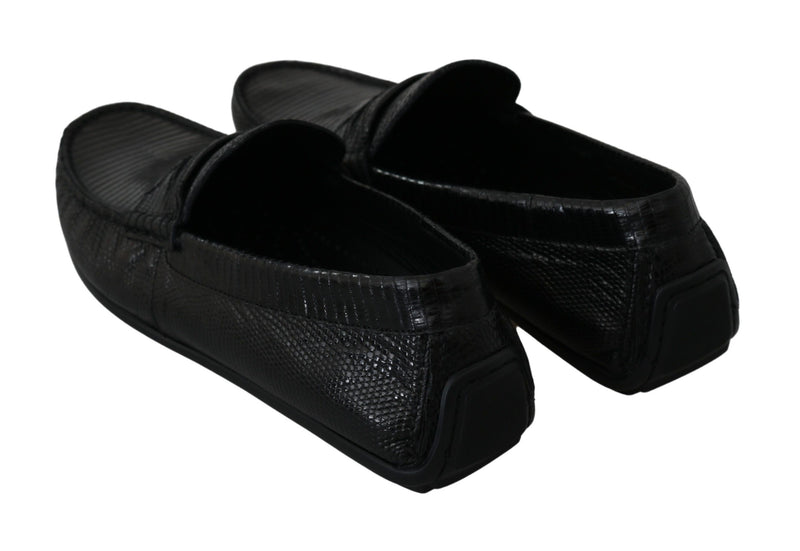 Mocassins plats Dolce &amp; Gabbana en cuir de lézard noir