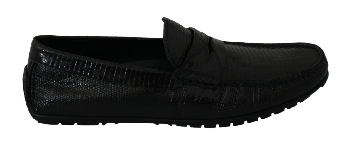 Mocassins plats Dolce &amp; Gabbana en cuir de lézard noir
