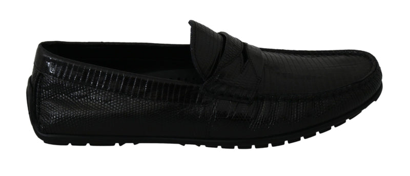 Mocassins plats Dolce &amp; Gabbana en cuir de lézard noir