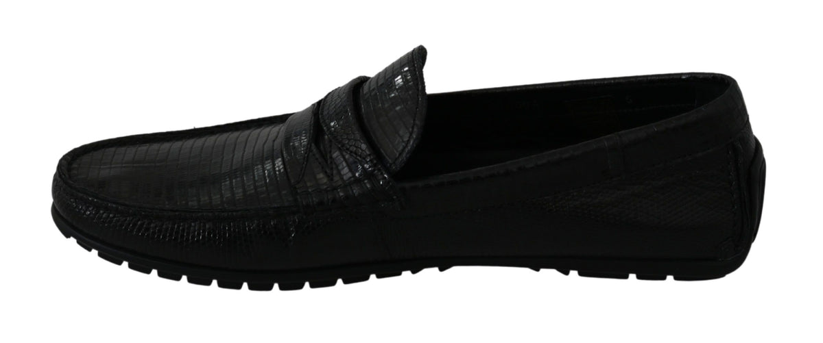 Mocassins plats Dolce &amp; Gabbana en cuir de lézard noir