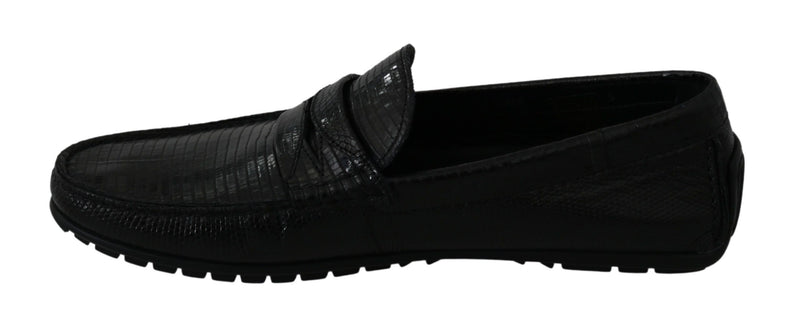 Mocassins plats Dolce &amp; Gabbana en cuir de lézard noir