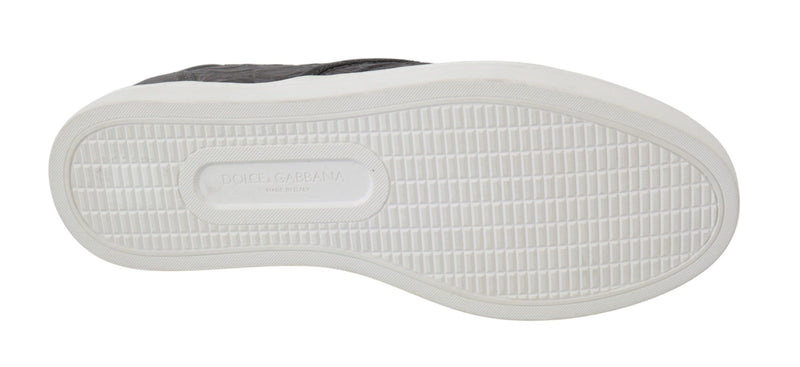 Mocassins plats Dolce &amp; Gabbana en cuir gris et cuir caïman pour homme