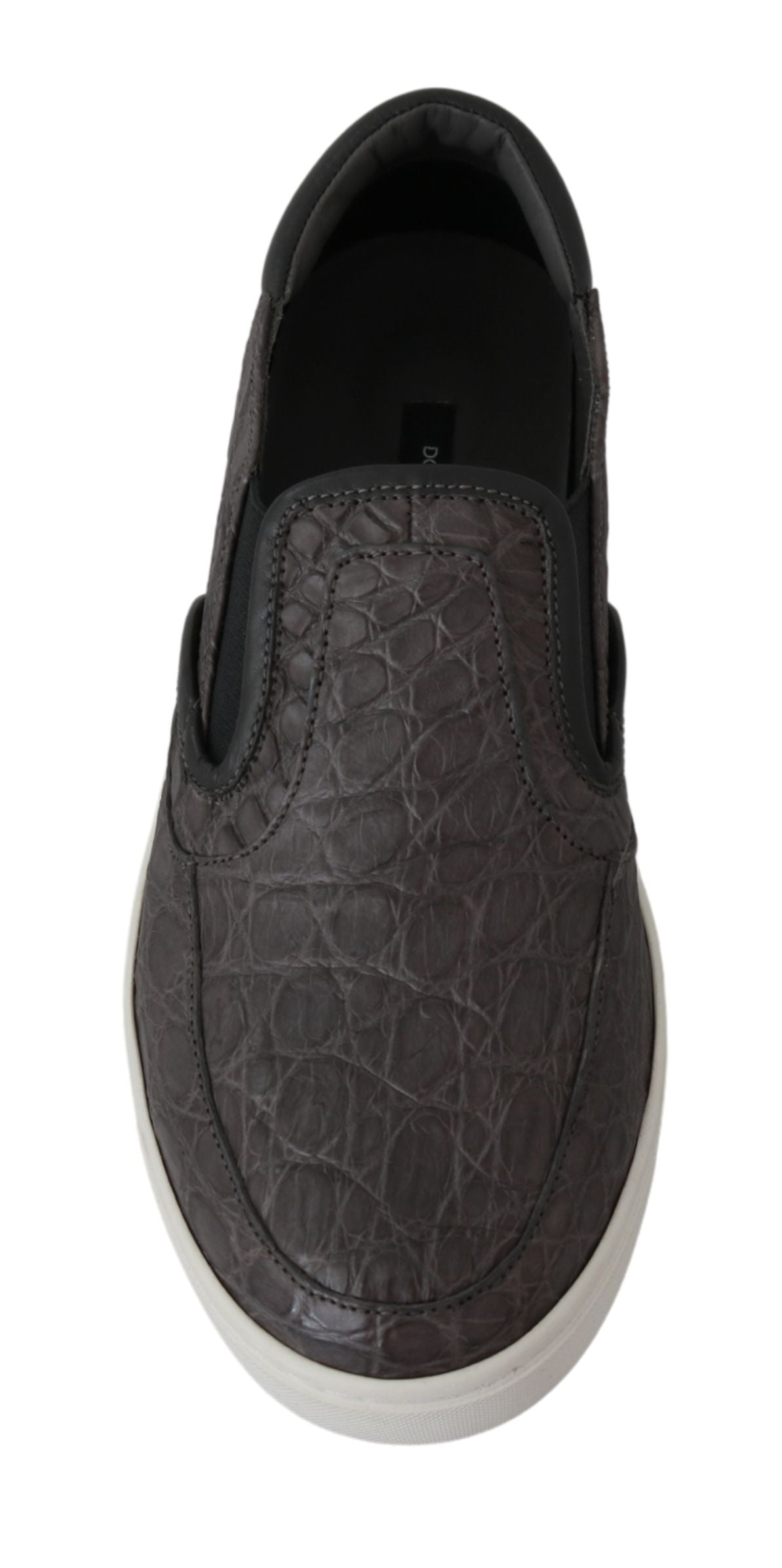 Mocassins plats Dolce &amp; Gabbana en cuir gris et cuir caïman pour homme