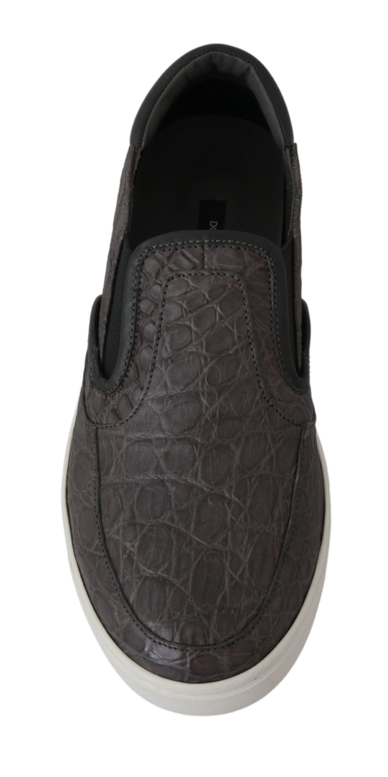 Mocassins plats Dolce &amp; Gabbana en cuir gris et cuir caïman pour homme