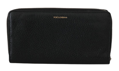 Portefeuille continental zippé Dolce &amp; Gabbana noir pour homme 100 % cuir