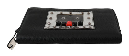 Portefeuille continental zippé Dolce &amp; Gabbana noir pour homme 100 % cuir