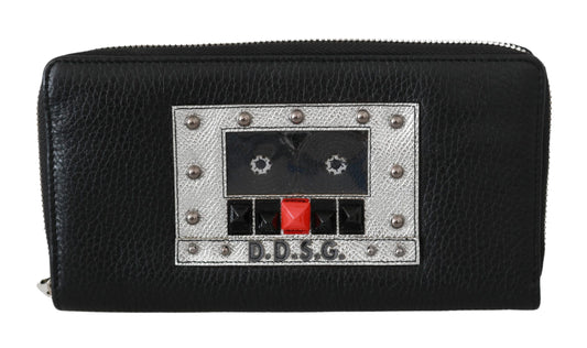Portefeuille continental zippé Dolce &amp; Gabbana noir pour homme 100 % cuir