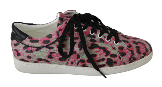 Dolce &amp; Gabbana Trainingsschoenen van Leer met Roze Luipaardprint en Platte Zool
