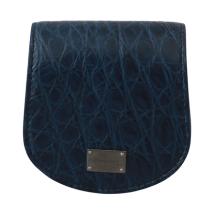 Portefeuille de poche Dolce &amp; Gabbana Blue Holder, étui à préservatifs en peau exotique bleue