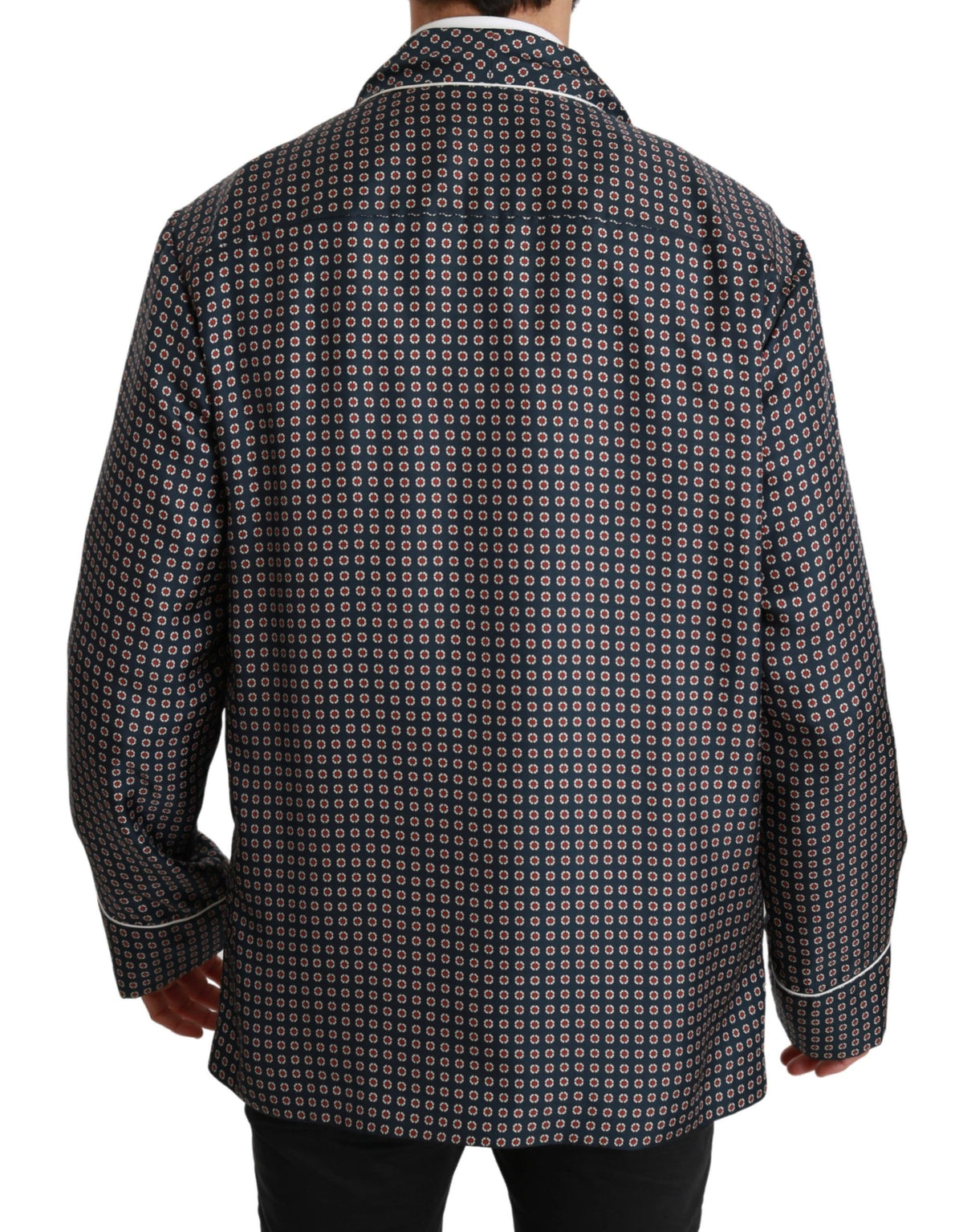Dolce & Gabbana Veste-manteau bleu marine à motifs et à double boutonnage