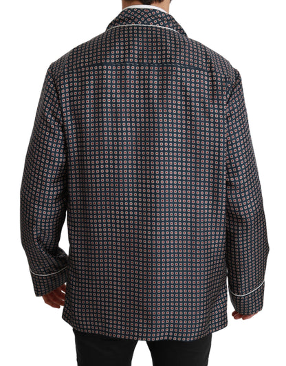 Dolce & Gabbana Veste-manteau bleu marine à motifs et à double boutonnage