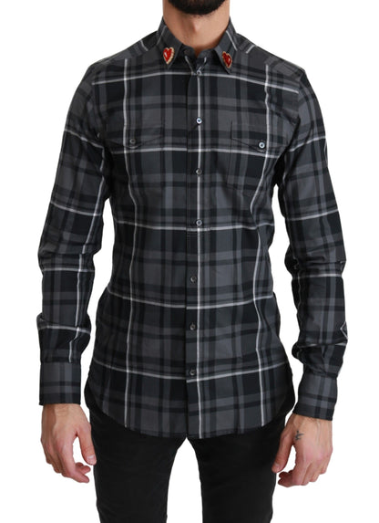 Chemise MARTINI à carreaux gris et col cœur de Dolce & Gabbana
