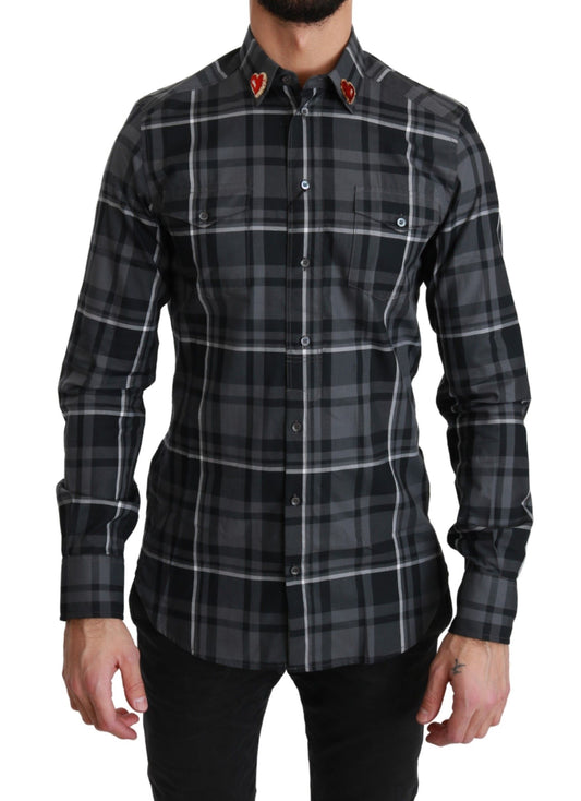 Chemise MARTINI à carreaux gris et col cœur de Dolce & Gabbana