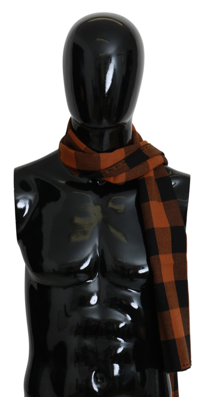 Écharpe châle à carreaux orange Costume National