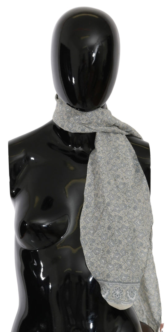 Ermanno Scervino katoenen beige blauwe sjaal met fantasieprint