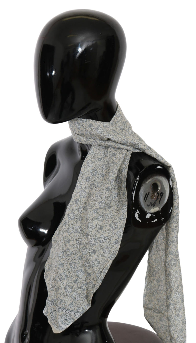 Ermanno Scervino Écharpe en coton beige bleu imprimé fantaisie